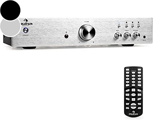 Auna Hifi Verstärker Stereo, Verstärker-Hifi-Stereo, Mini Verstärker Mit Bass- Und Höhenregler, Musik-Verstärker-Lautsprecher Mit Fernbedienung, Av Receiver, 1 Kanal Aux-Verstärker Für Mp3 &Amp; Cd Player