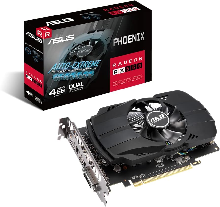 Asus Phoenix Radeon Rx 550 Evo 4Gb Evo Gaming Grafikkarte (4Gb Gddr5, Pcie 3.0, 1X Dvi, 1X Hdmi 2.0B, 1X Displayport 1.4, Asus Ph-Rx550-4G-Evo)