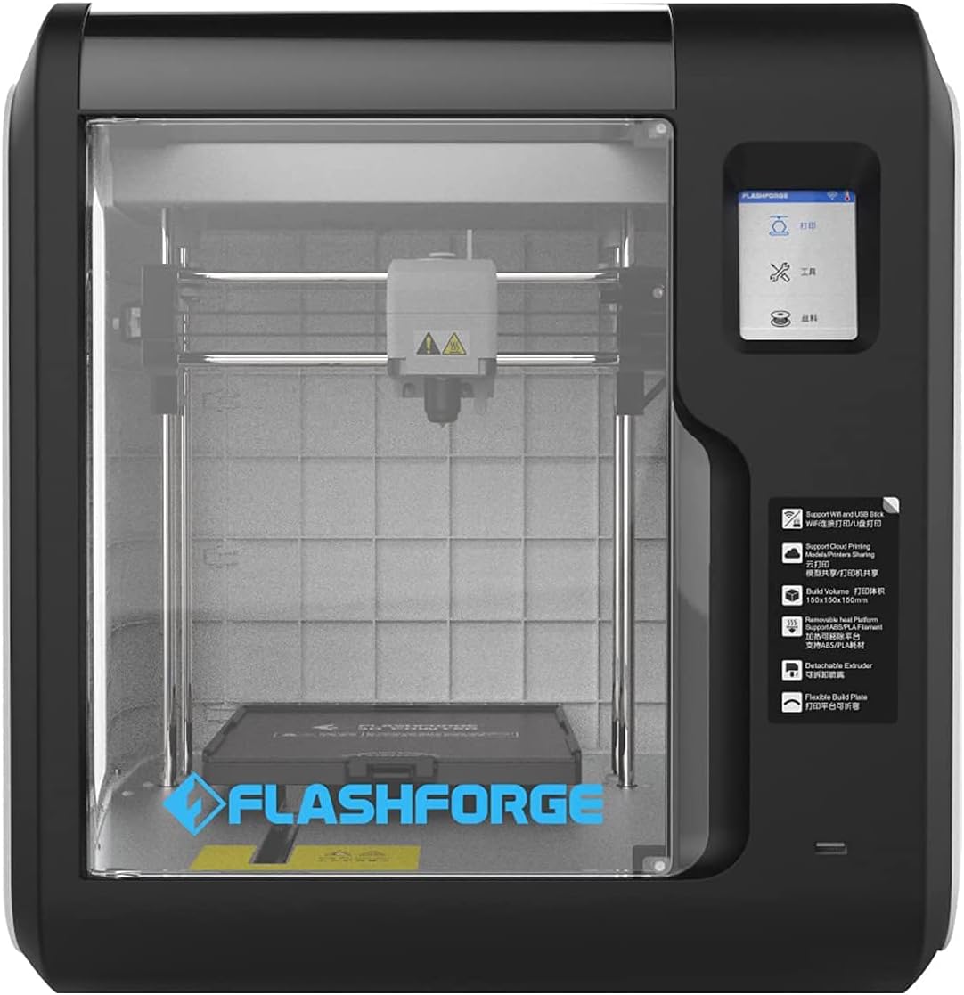 Flashforge Adventurer 3 3D Drucker, 3D-Drucker Mit Wlan, Nivellierung Von Free, Schnell Abnehmbarer Düse Und Heizbett, Integrierter Hd-Kamera, Bauvolumen 150 X 150 X 150 Mm